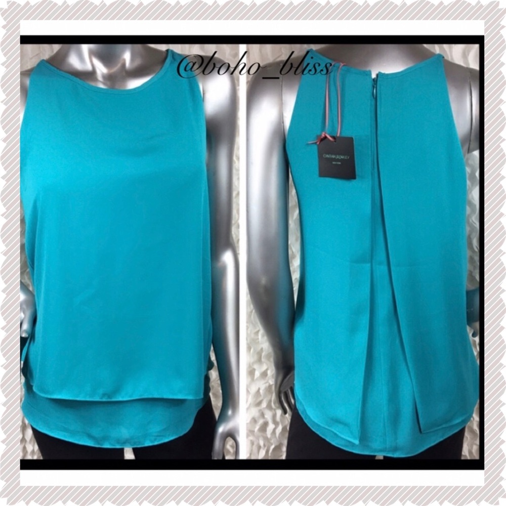 CYNTHIA ROWLEY Flowy Sleeveless Blue Top NWT
